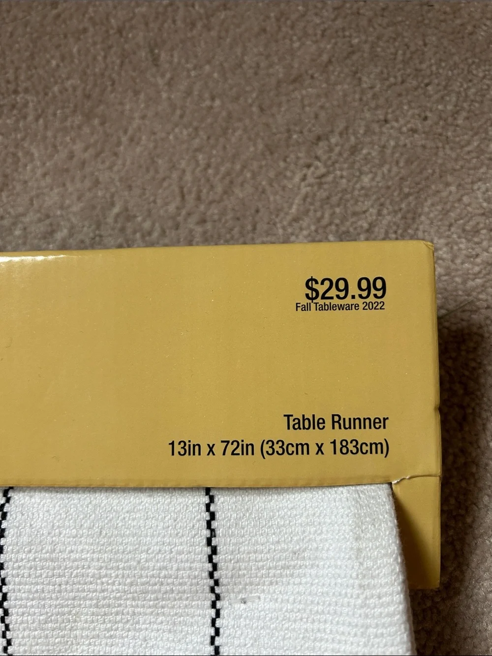 NEW Robert Stanley Cream and Black Striped Table Runner with Tassels